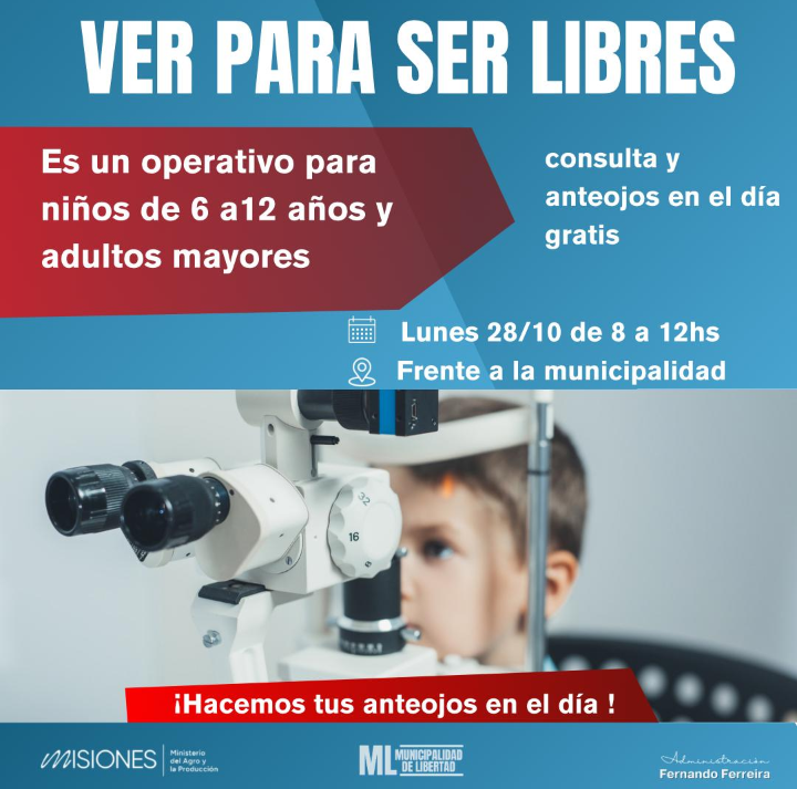 El lunes 28 llega el programa Ver Para Ser Libres a Libertad